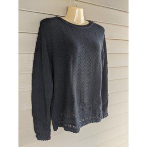 Womens Black Knit Sweater Long Sleeve Small Top